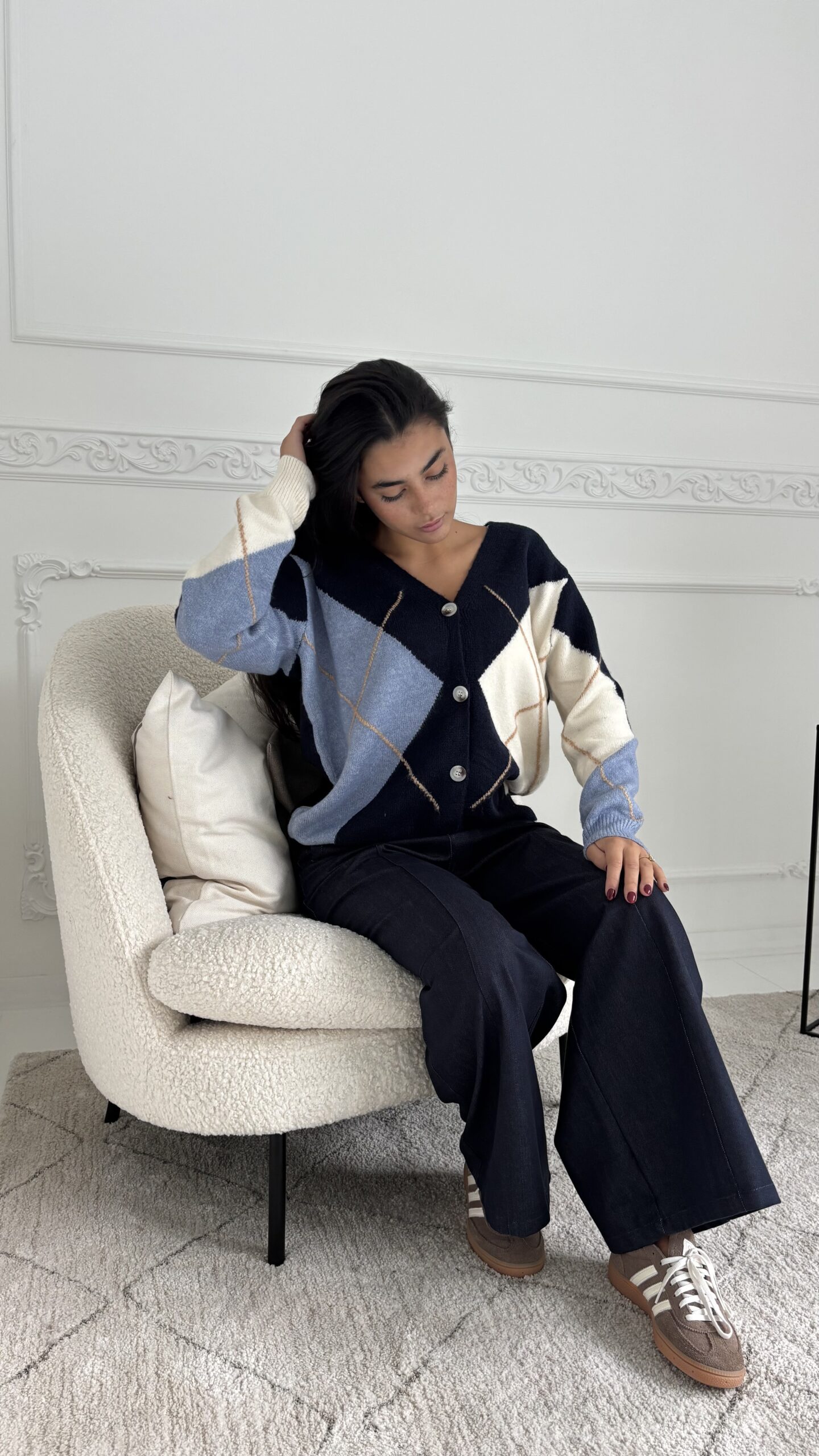 Cardigan à carreaux