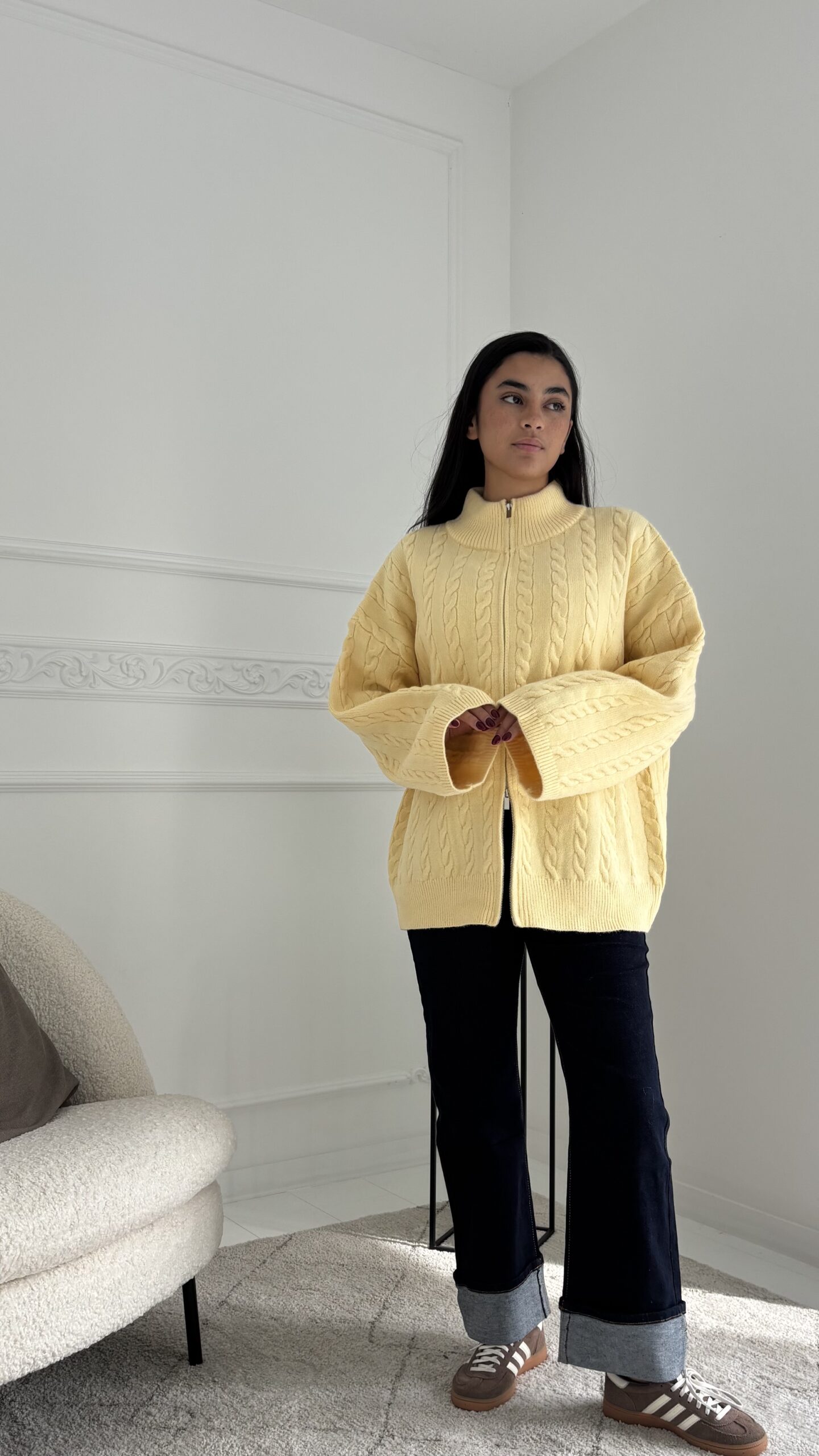 Gilet torsadée à zip