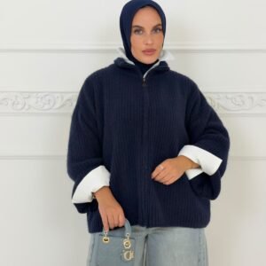 Knitted zip-up sweater